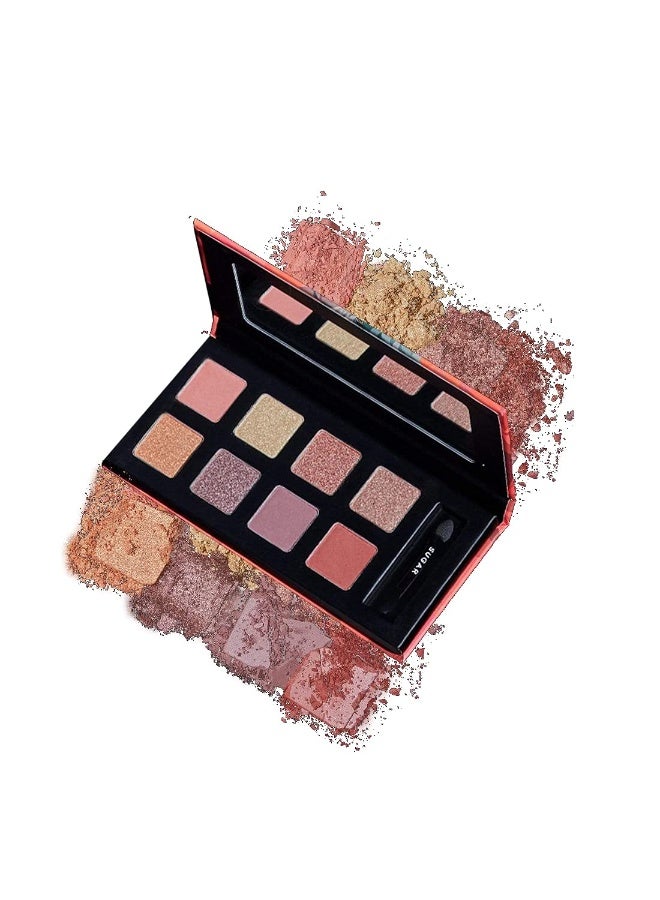 شوجار باليت ظلال العيون Blend The Rules من SUGAR Cosmetics | يدوم طويلاً، مقاوم للتلطخ، بلمسة نهائية لامعة | 10.4 جرام - 04 فيتيش (8 درجات ألوان طبيعية) - Image 1